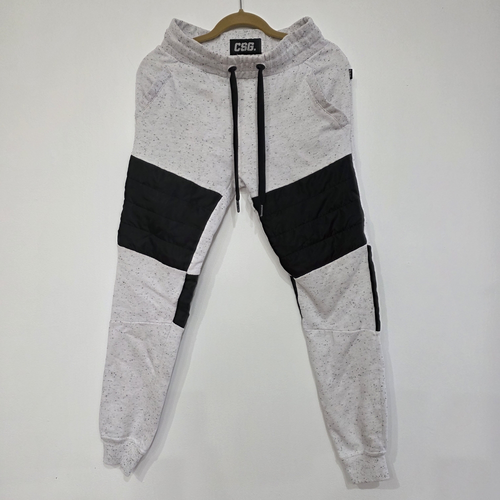 CSG Mens White and Black Joggers
